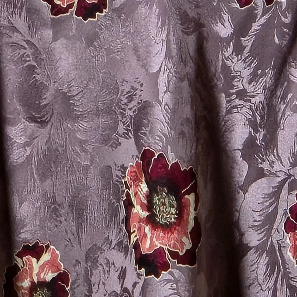 100% Silk Floral Chemise Nightgown Size M Purple Slip Cami Lingerie - Picture 7 of 10